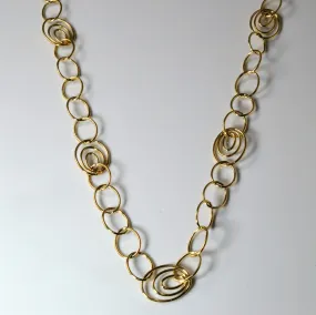 Eye-Catching Sparkle Shiny Craft Fancy Yellow Gold Spiral Chain Necklace | 44" |