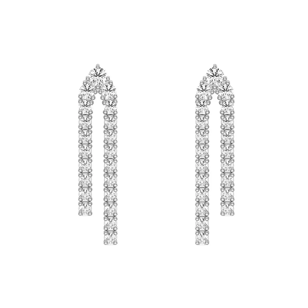 Glow Detail Sun Kissed Parallel Diamond Chain Earrings with Architectural Drops