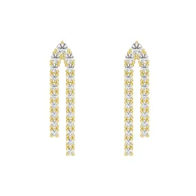 Timeless Beauty Vibrant Colors Parallel Diamond Chain Earrings with Architectural Drops
