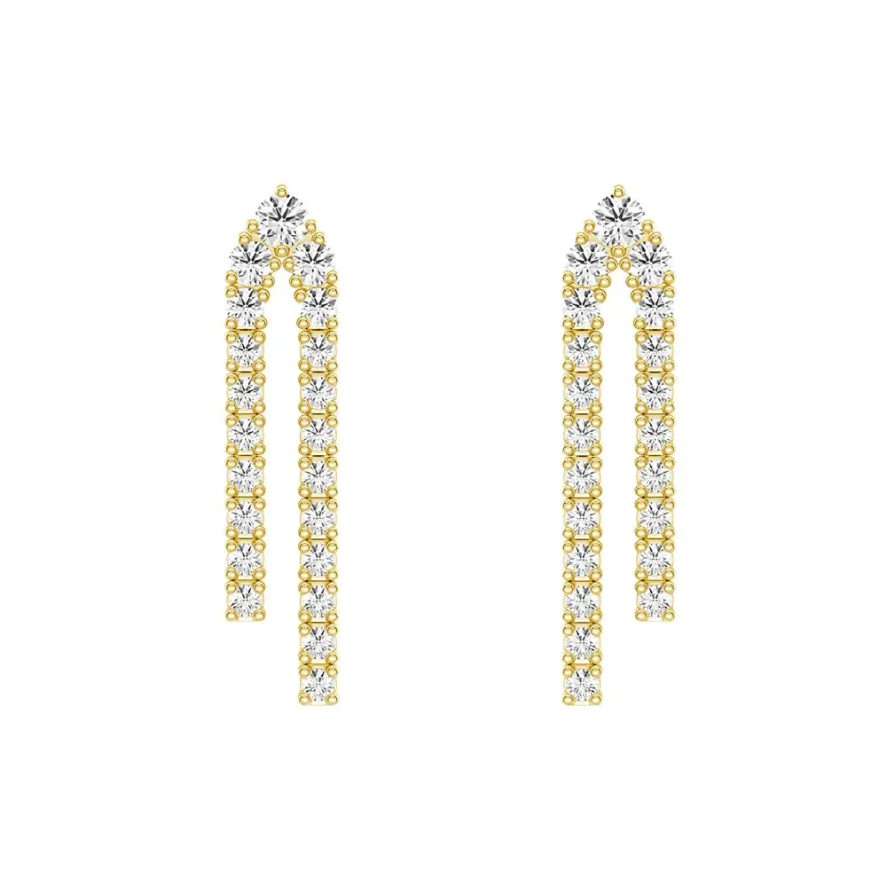 Timeless Beauty Vibrant Colors Parallel Diamond Chain Earrings with Architectural Drops