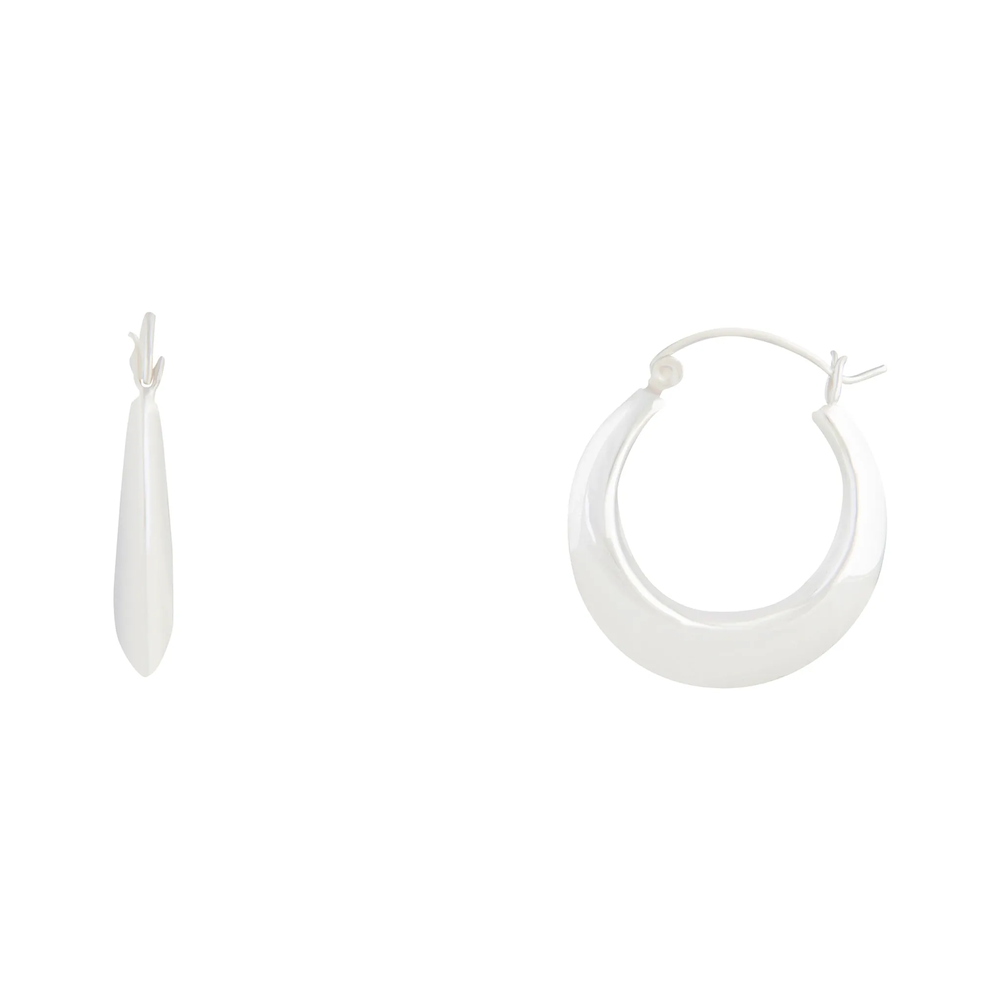 Timeless Jewelry Shiny Pieces Sterling Silver Flat Edge Hoop