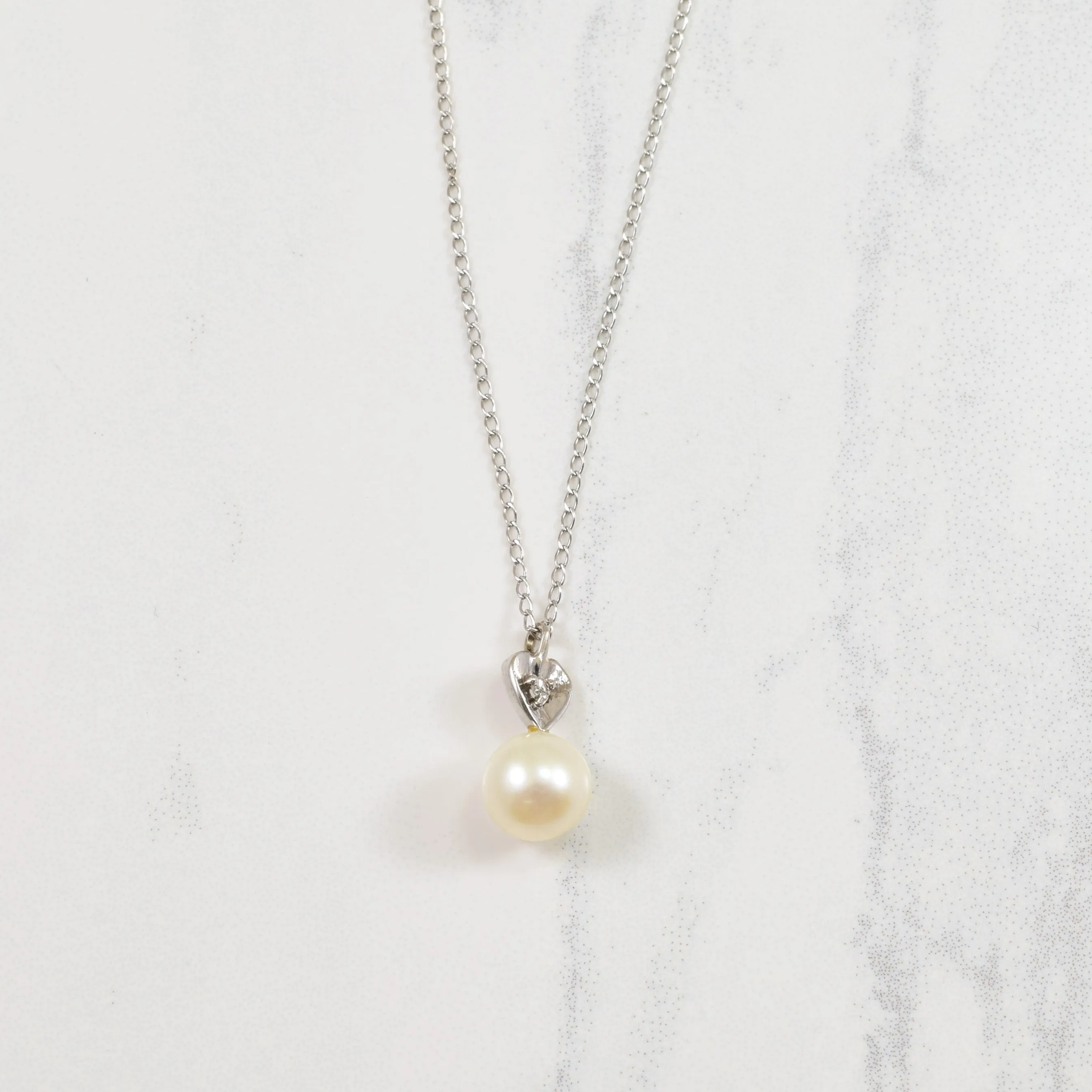 Pearl & Diamond Necklace | 0.01ct, 2.20ct | 16" | festival look Modern Glow