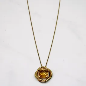 Bold Pop Shiny Gem Citrine Pendant Necklace | 3.50ct | 18" |