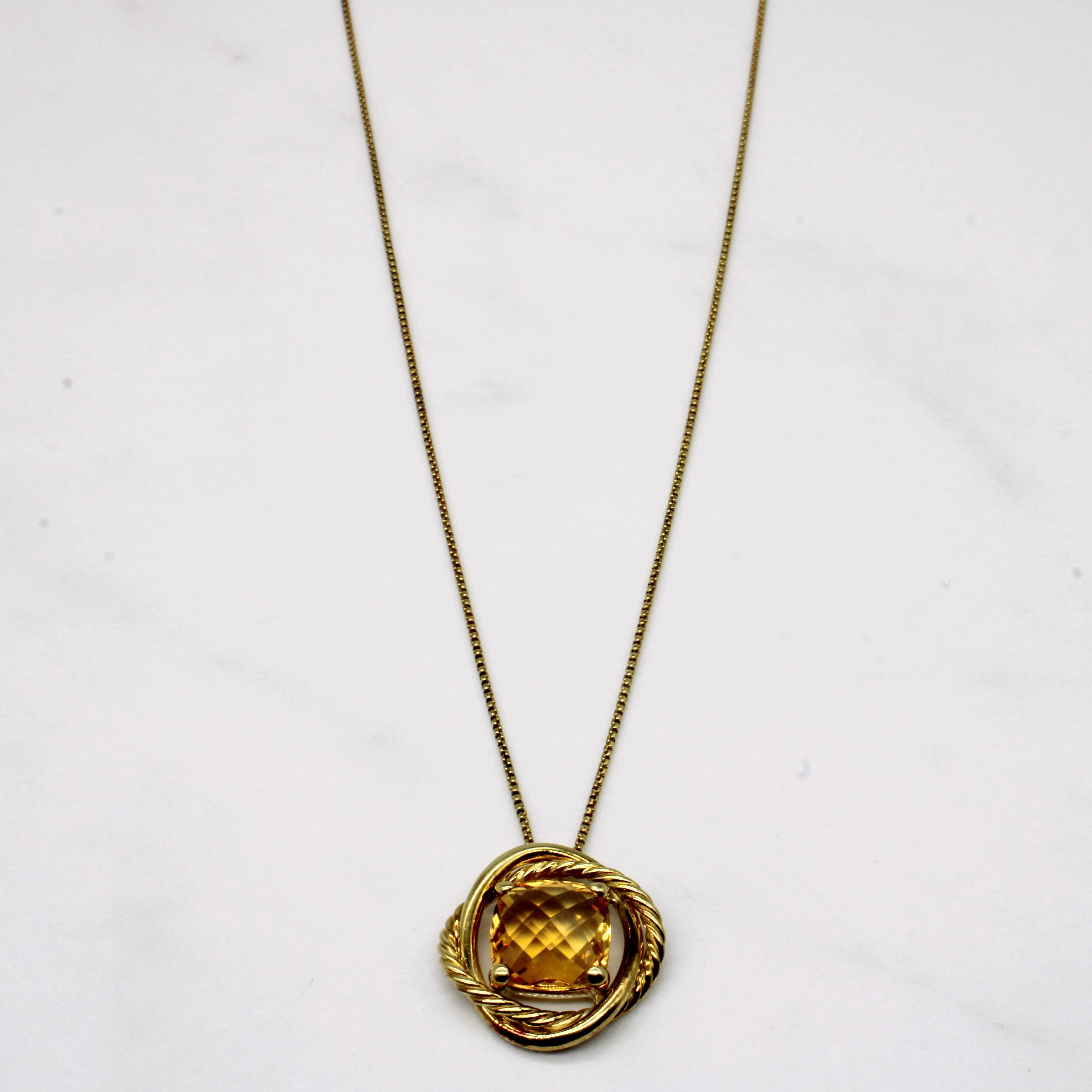 Bold Pop Shiny Gem Citrine Pendant Necklace | 3.50ct | 18" |