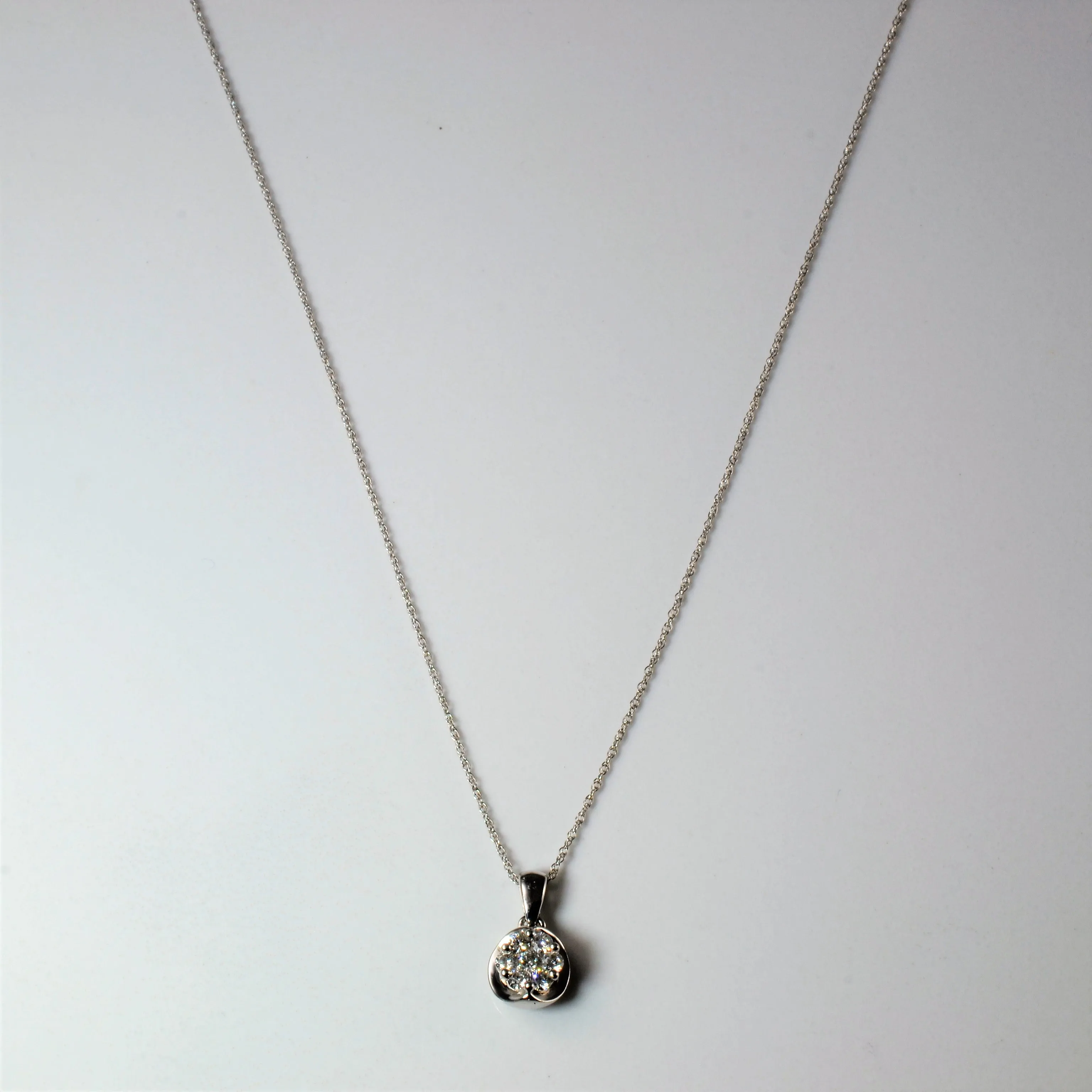 Cluster Diamond Pendant Necklace | 0.17ctw| 18"| Shiny Details