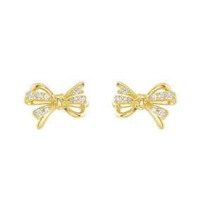 Filigree Bow Edge Moissanite Diamond  Stud Earrings Radiant Highlight