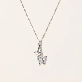 Diamond Butterfly Charm Necklace | 0.05ct | 17" | Sophisticated Glam Evening Style