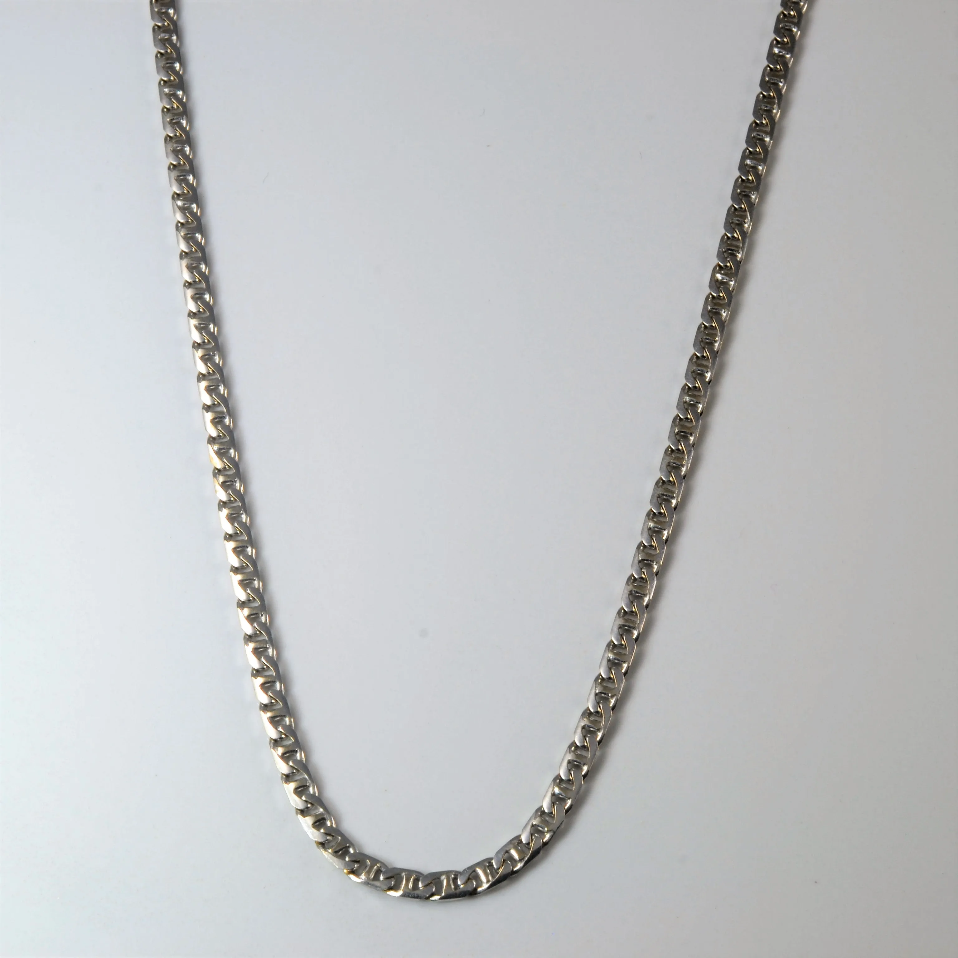 18k White Gold Anchor Chain | 18" | Trendy Sparkle Classic Jewelry Design