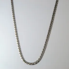 18k White Gold Anchor Chain | 18" | Trendy Sparkle Classic Jewelry Design