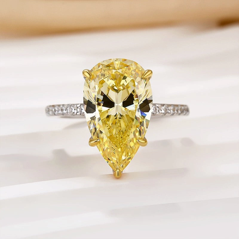 Boho Charm 4.5Ct Yellow Pear Cut Engagement Ring Promise Ring For Her In Sterling Silver