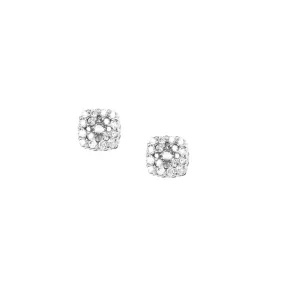 Exquisite Product Simple Piece 10K Gold Micropave Square Shaped Diamond Stud Earrings