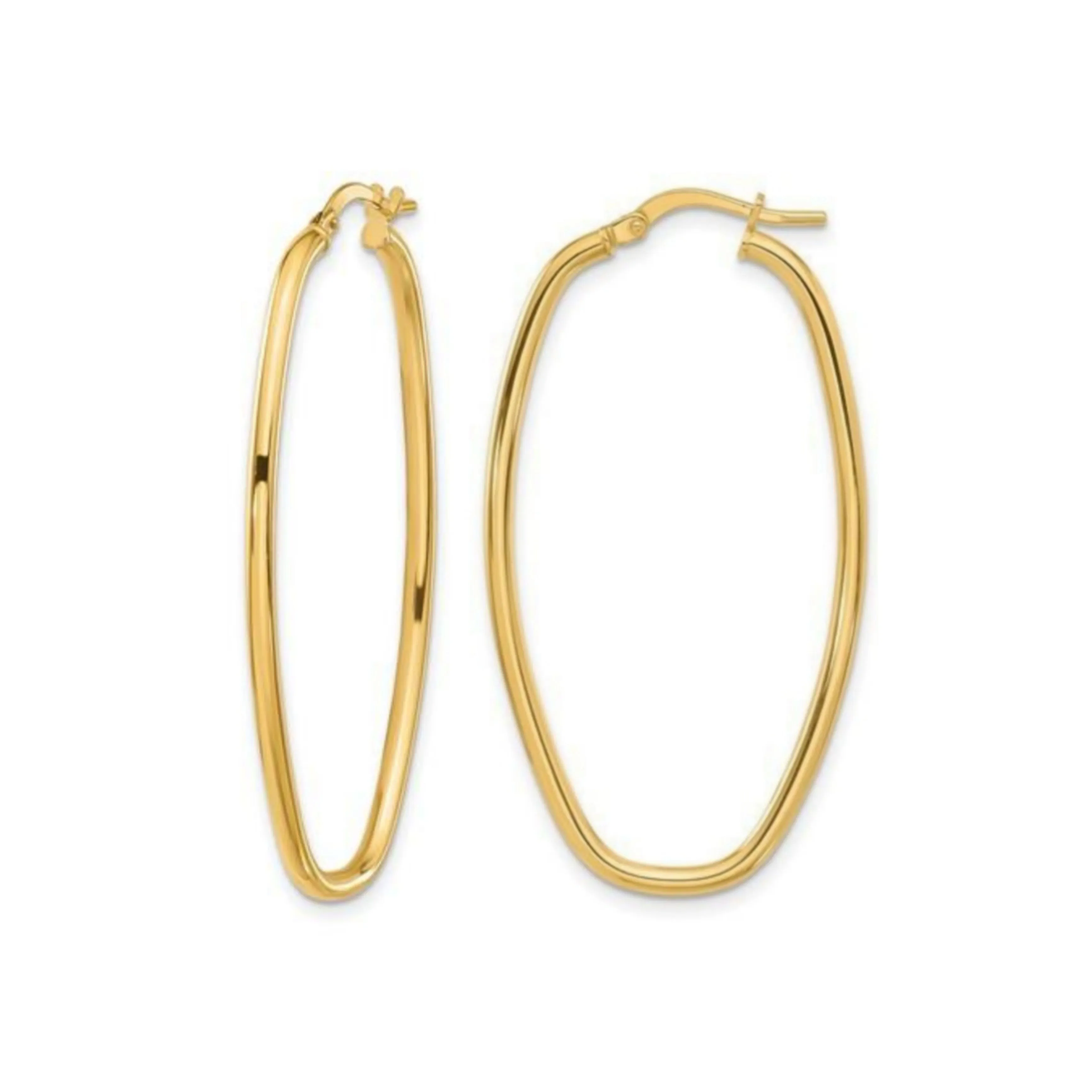 Metallic Accent 14k Yellow Gold Polished Hoop Earrings