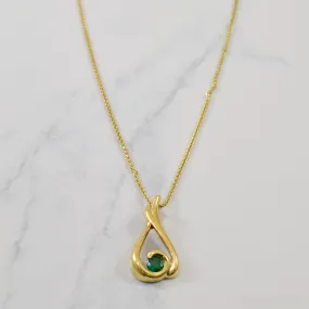 Star Detail Emerald Bypass Drop Necklace | 0.20ct | 19" |