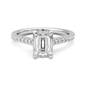 Sentimental Value Emerald Cut Moissanite Engagement Ring with Hidden Anniversary Stone and Pav?? Accents