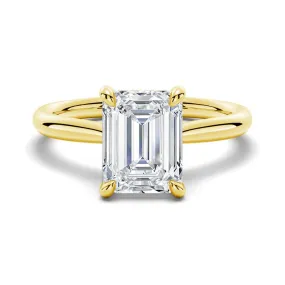 Meaningful Expression Emerald Cut Moissanite Engagement Ring With Hidden Halo