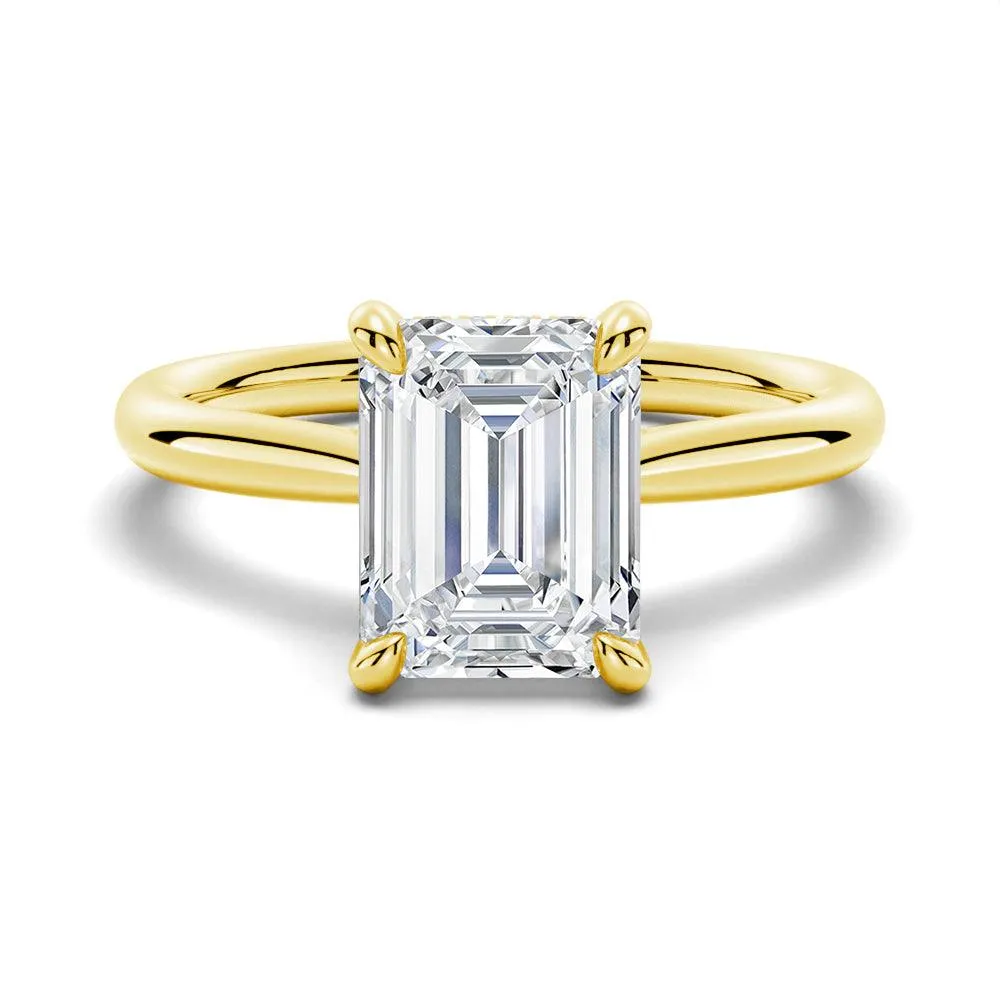 Emerald Cut Moissanite Engagement Ring With Hidden Halo Economical Article