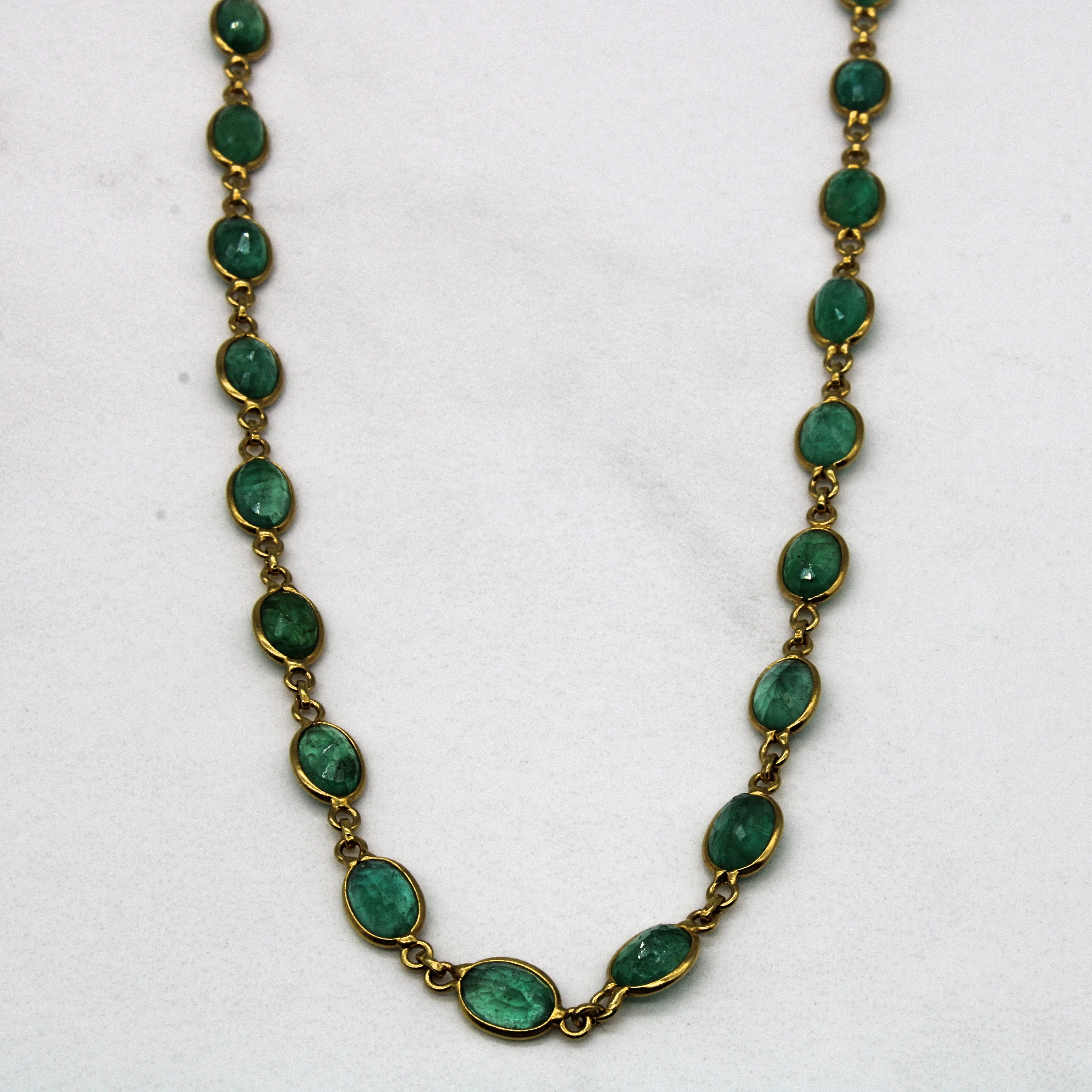 Emerald Eternity Chain Necklace | 17.40ctw | 18" | Daily Match Charming Edge