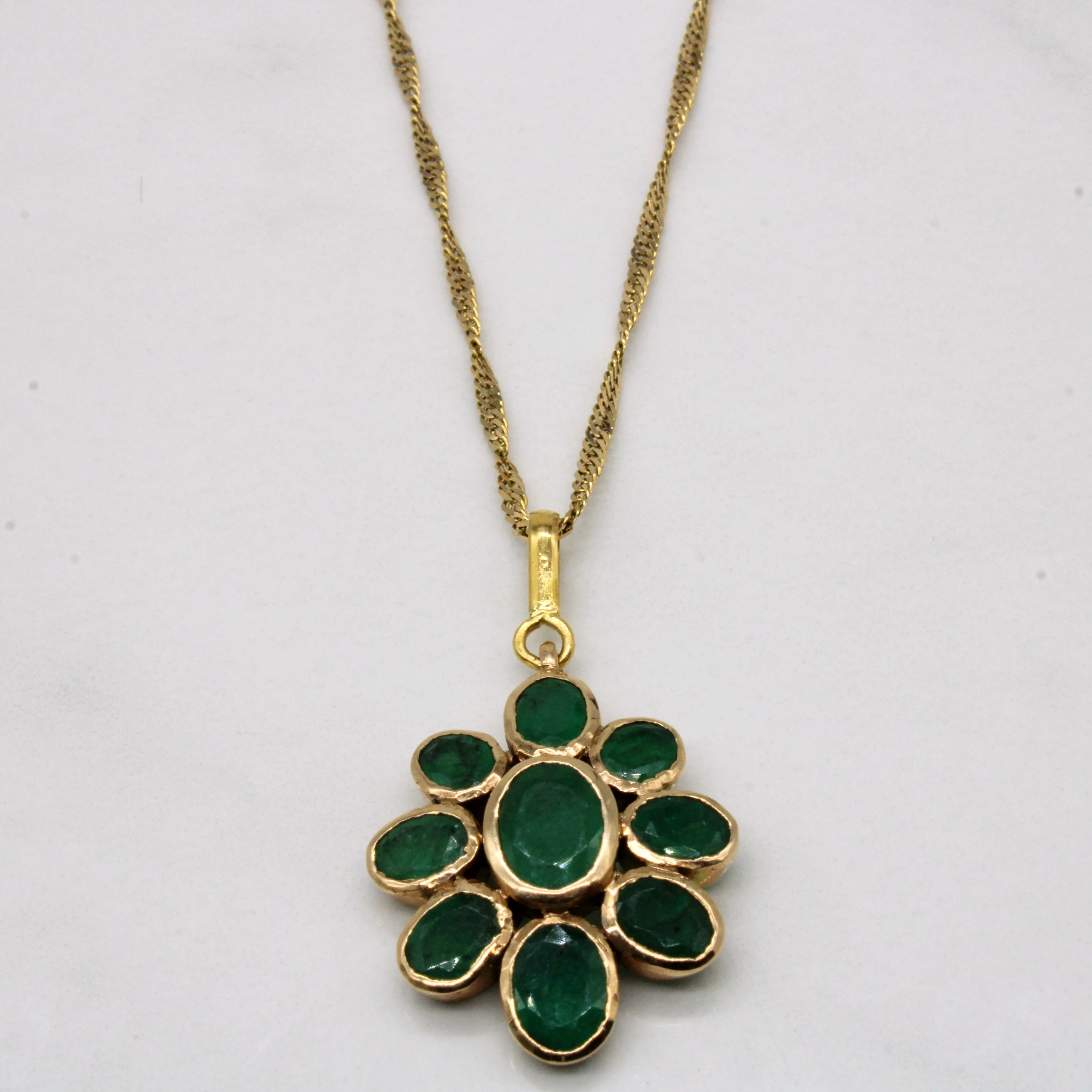 Emerald Floral Necklace | 3.75ctw | 18" | Luxury Charm Lively Spark