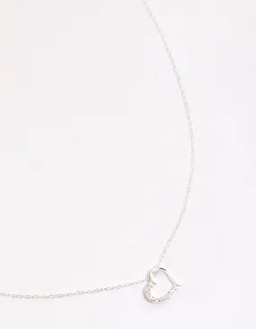 Sterling Silver Cubic Zirconia Pave Heart Necklace Clean Accent