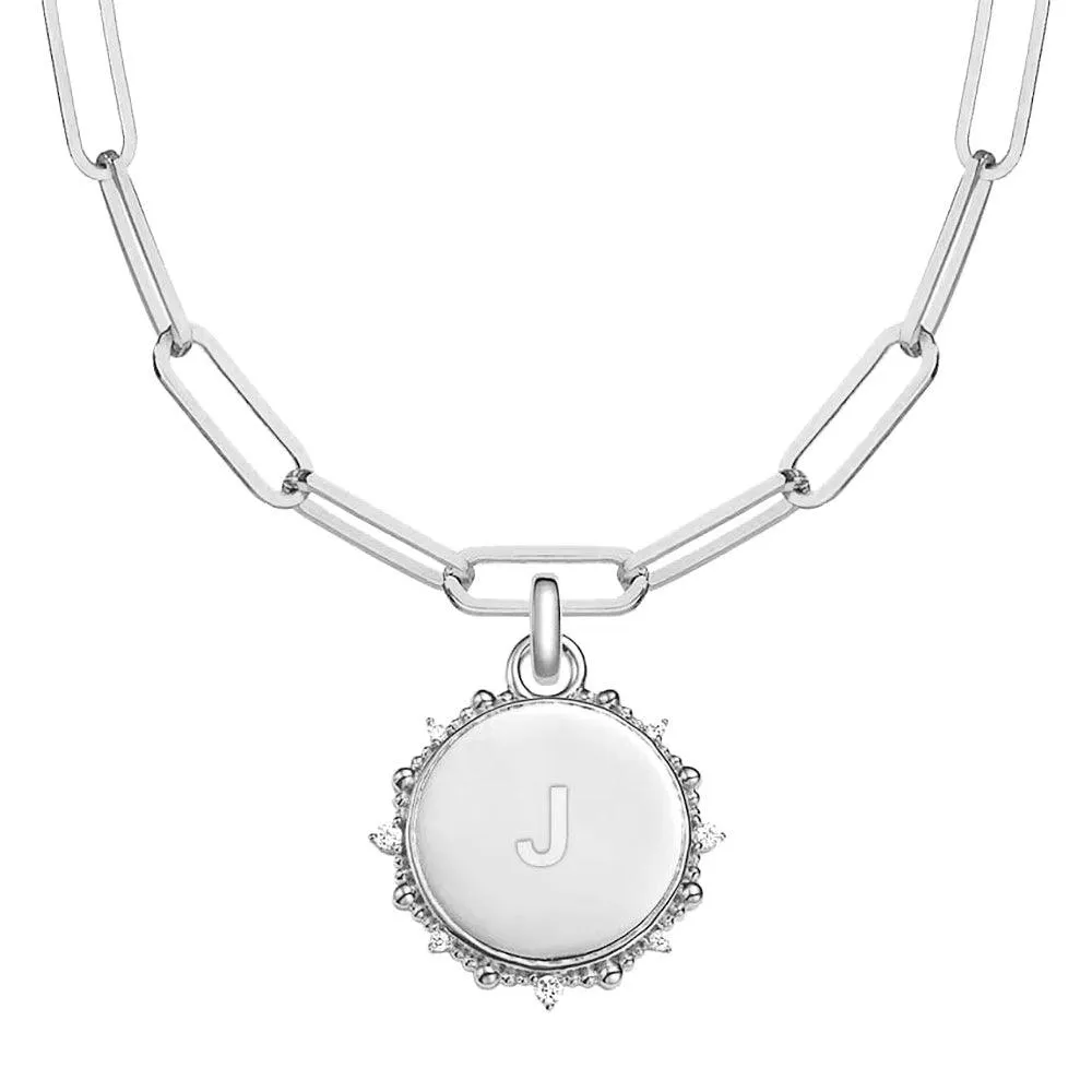 Engravable Moissanite Sunlight Medallion Pendant Necklace Layered Texture Radiant Accent