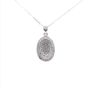 Sterling Silver Oval Pendant Necklace Inclusive Jewelry