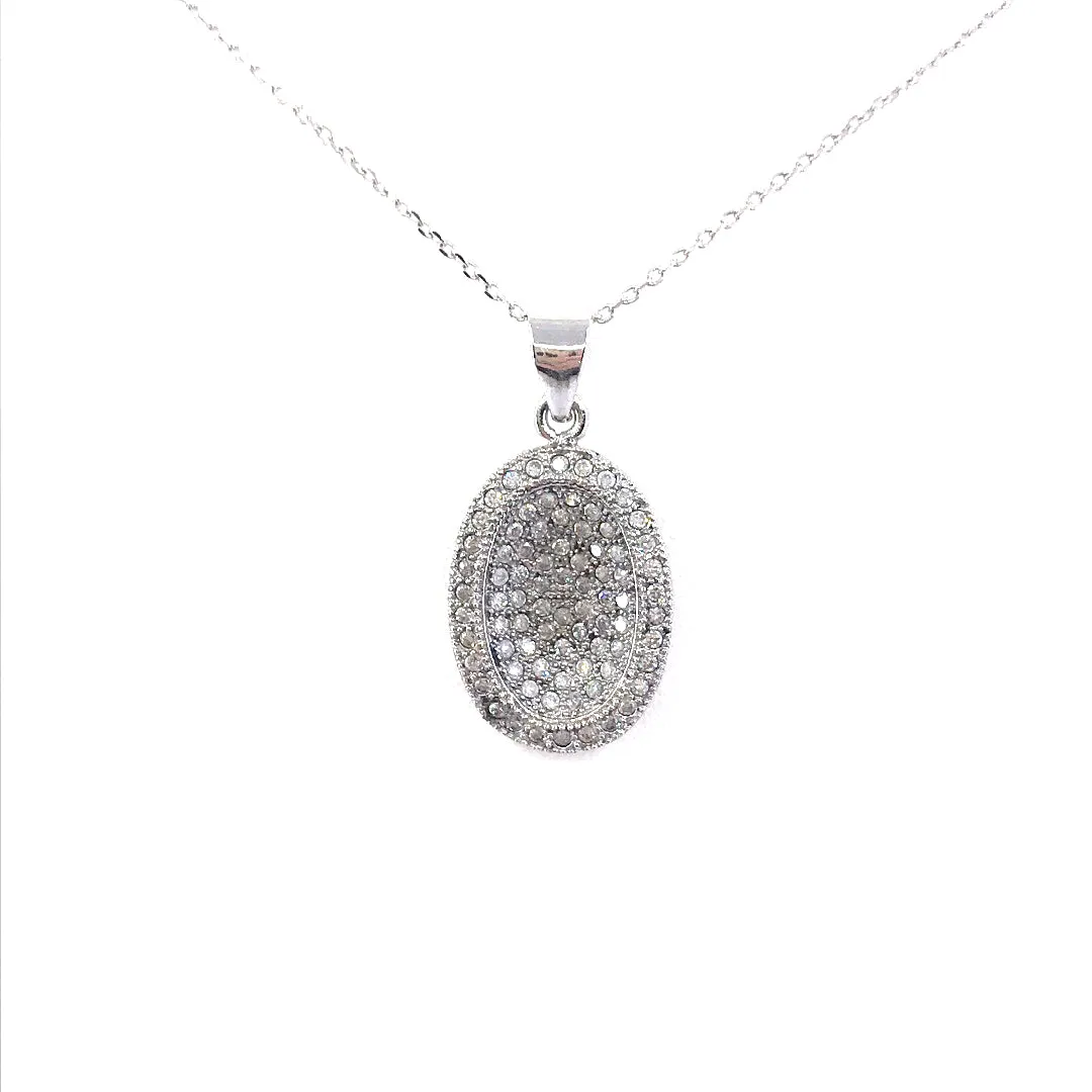 Sterling Silver Oval Pendant Necklace Inclusive Jewelry