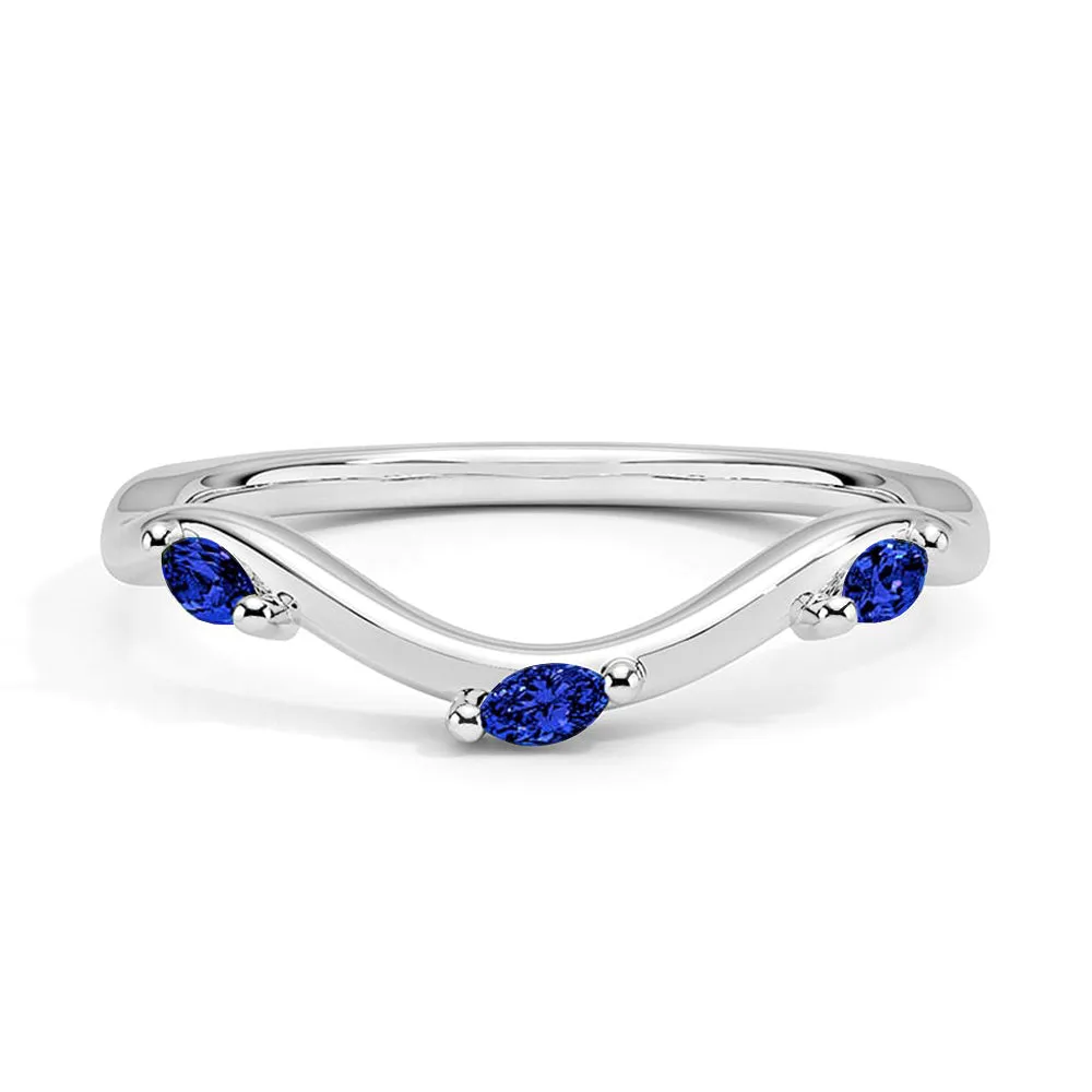 Willow Curved Lab Grown Sapphire Band Premium Feature Radiant Jewelry