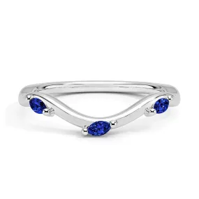 Sleek Jewelry Economical Art Willow Curved Lab Grown Sapphire Band