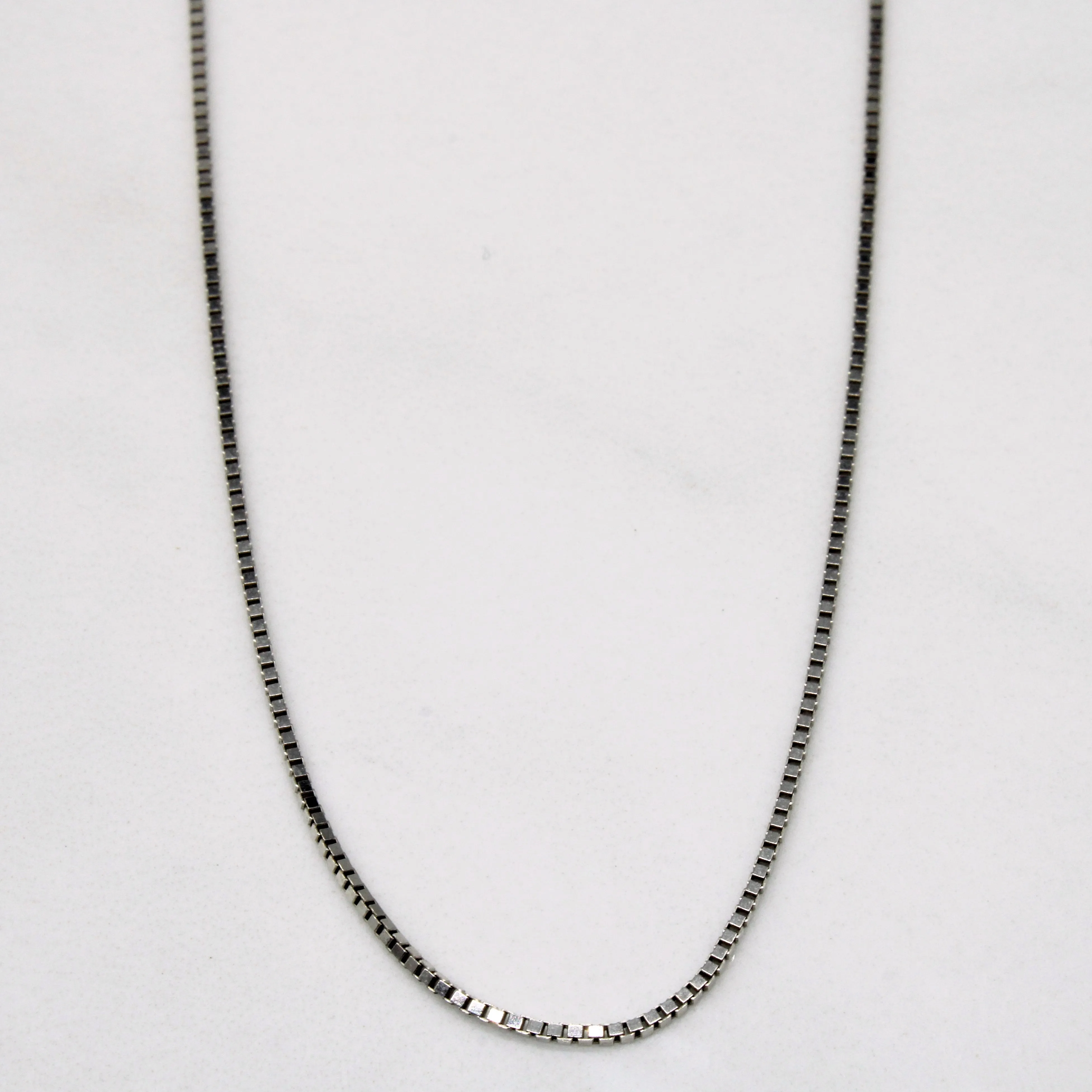 14k White Gold Box Link Chain | 18" | Fashion Detail