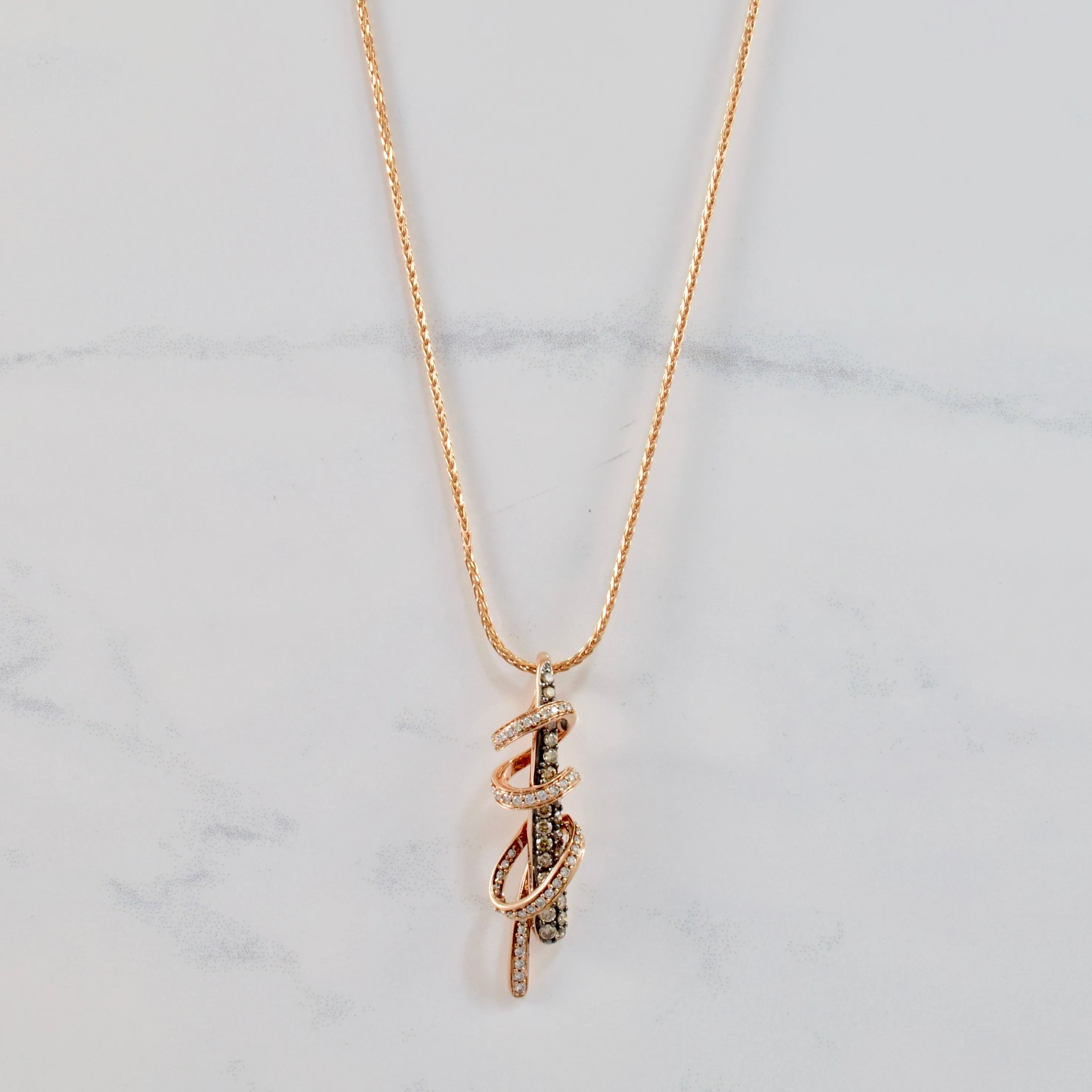 Graceful Detail Classic Craftwork Diamond and Chocolate Diamond Wrap Pendant | 0.75 ctw SZ 16" |