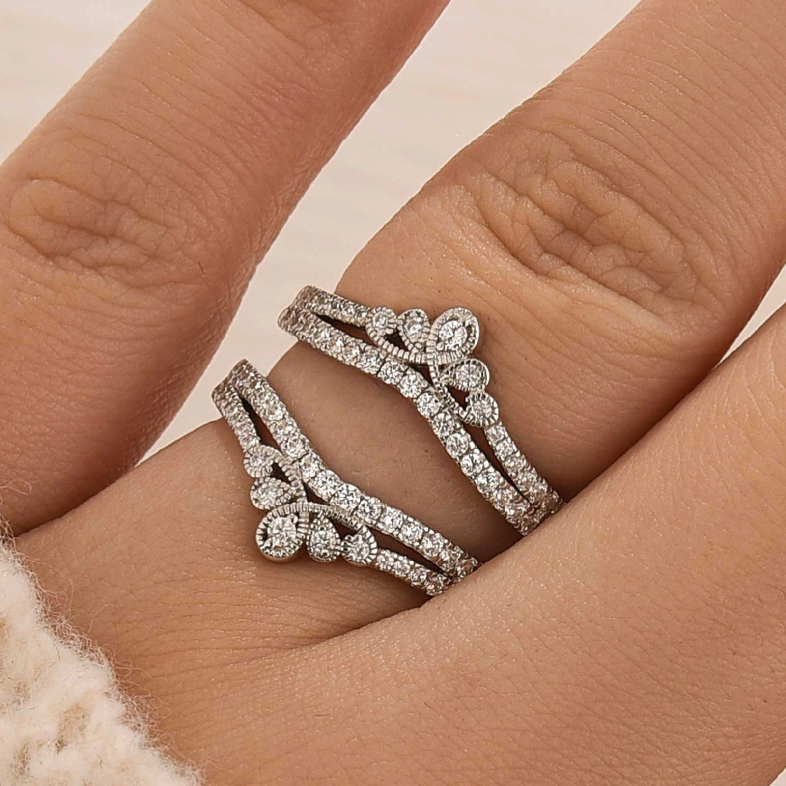 1.0Ct Round Cut Jacket Wedding Band Engagement Ring Enhancer Timeless Fit Gentle Shine