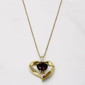 Glittering Craft Garnet & Diamond Heart Pendant Necklace | 1.92ct, 0.03ct | 18" |