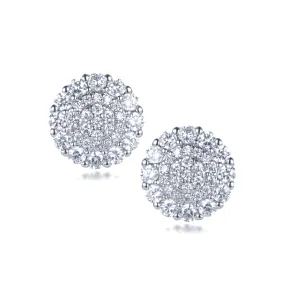 Sterling Silver Round CZ Micropave Stud Earrings Contemporary Selection
