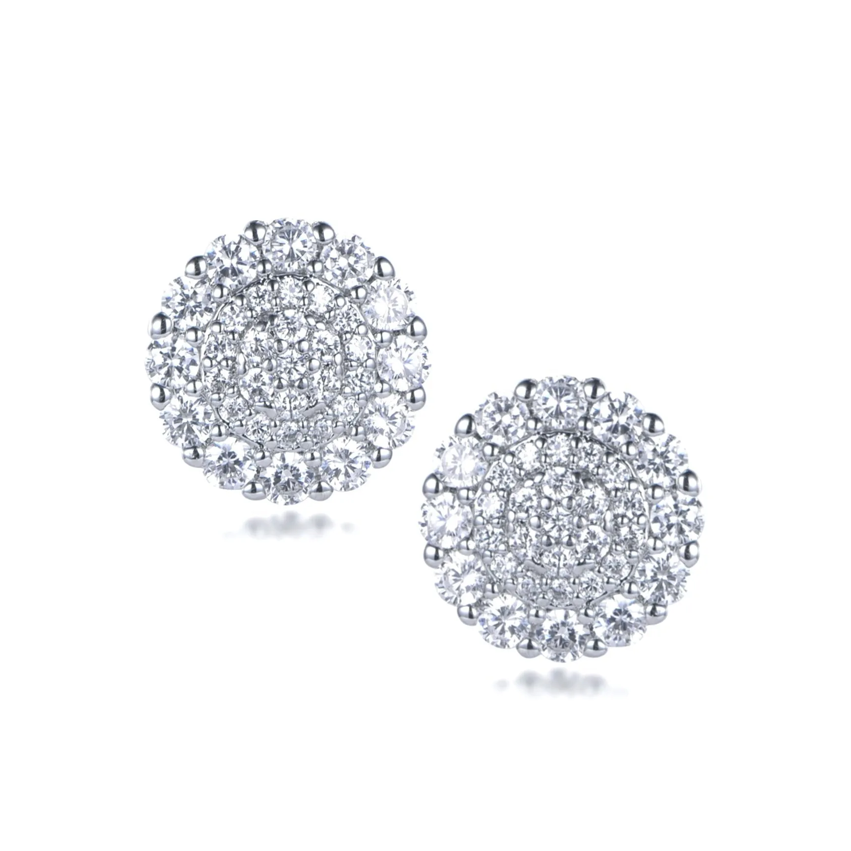 Sterling Silver Round CZ Micropave Stud Earrings Contemporary Selection