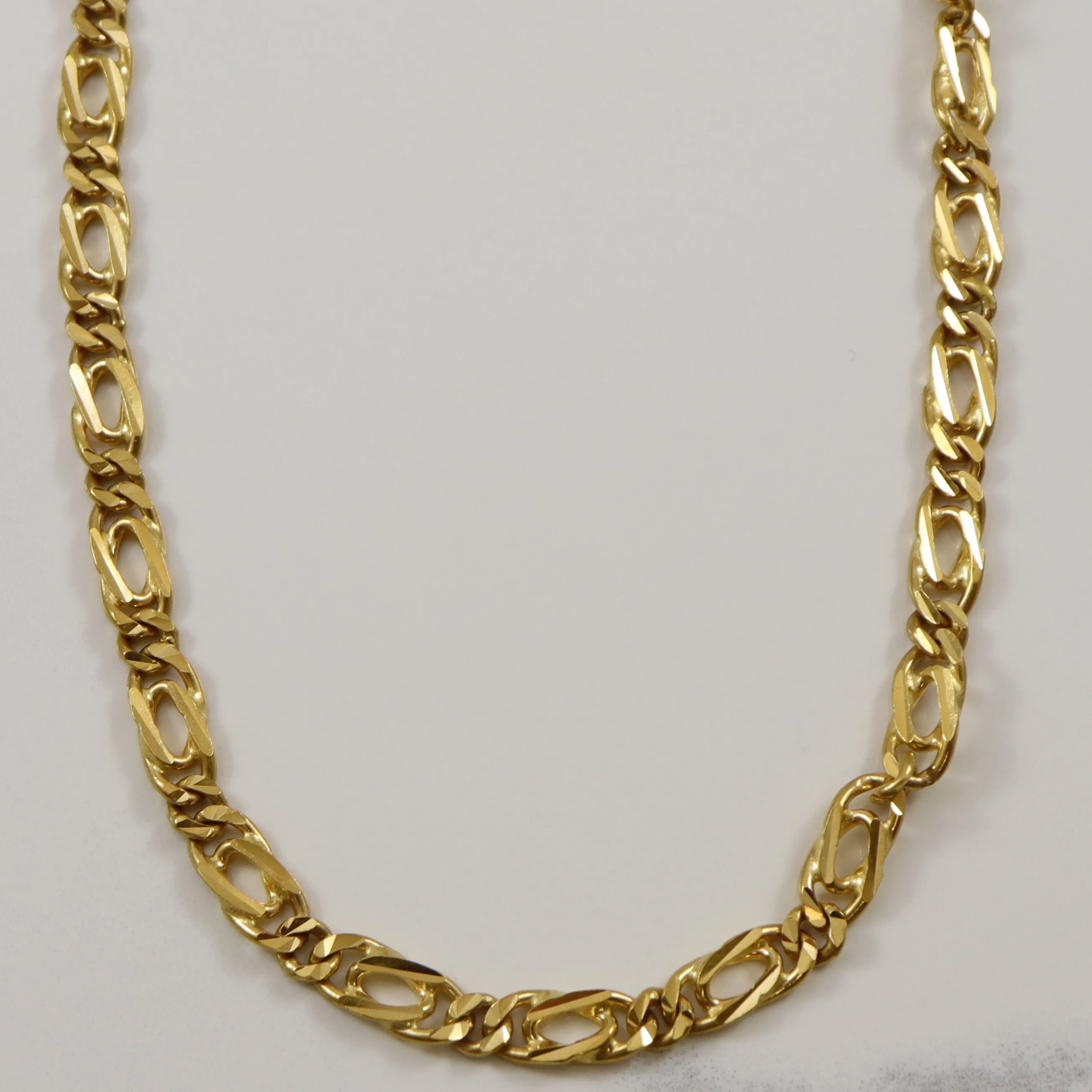 Shiny Texture 22k Yellow Gold Modified Figaro Chain | 20" |
