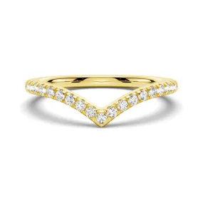 Curved V Moissanite Wedding Band Daily Expression