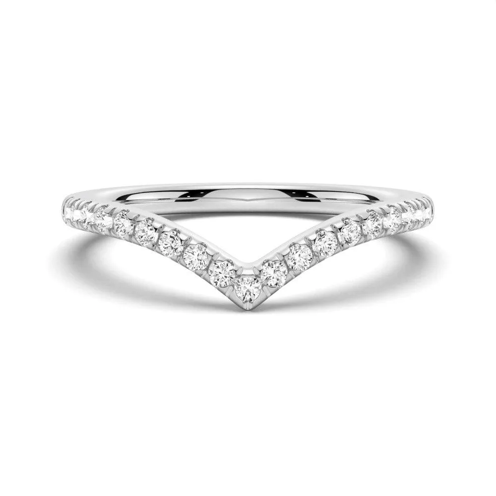 Curved V Moissanite Wedding Band Effortless Glam