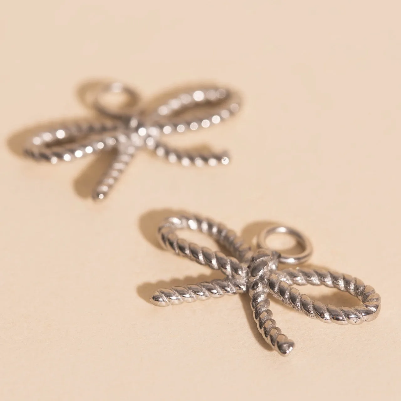 Round Trinket Rope Bow Huggie Hoop Charms