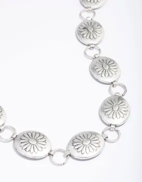 Weekend Chic Silver Boho Flower Open Circle Belt