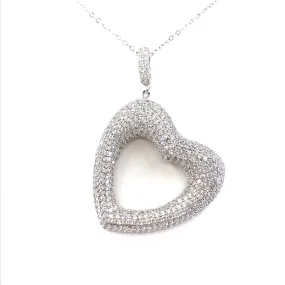Crystal Piece Seasonal Trend Sterling Silver Heart Pendant Necklace