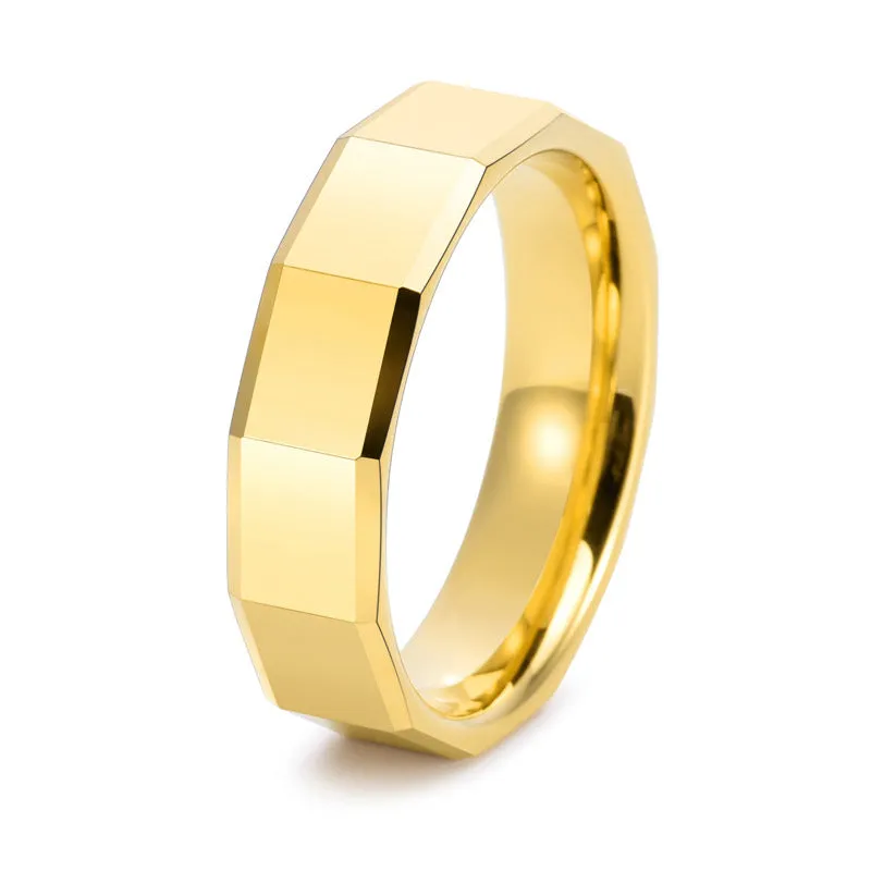 Louily Classic Tungsten Carbide Faceted Men's Wide Wedding Band Versatile Piece Luxurious Detail