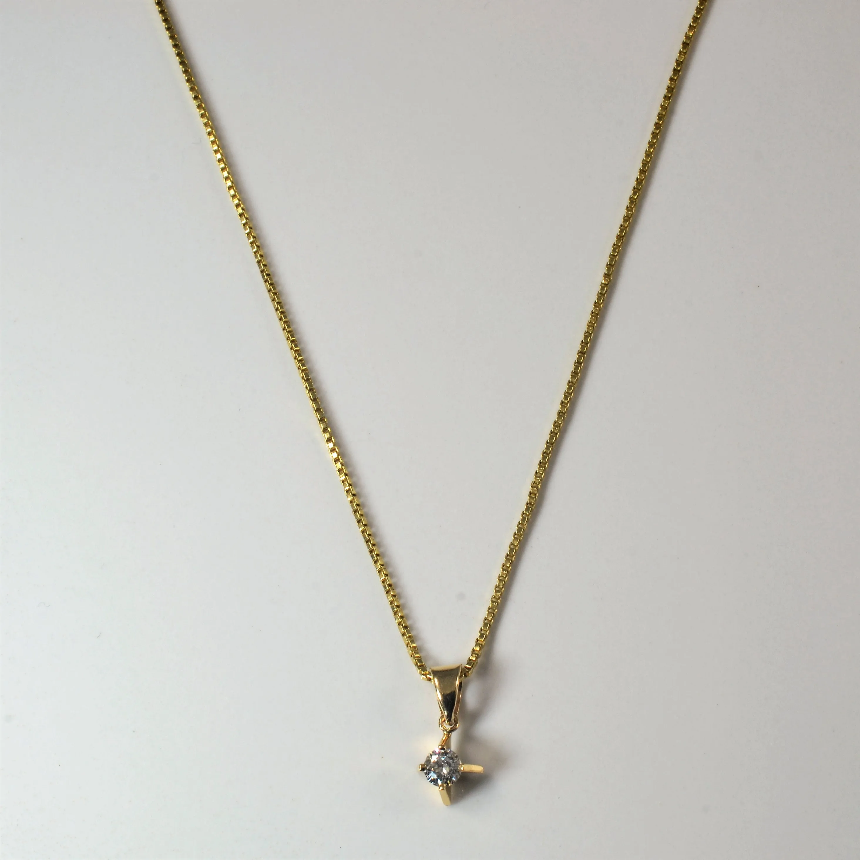 East West Solitaire Diamond Necklace | 0.19ct | 18" | Distinctive Piece