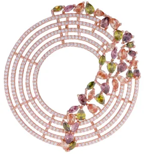 fashion lover Rose Gold or Rhodium Plated Sterling Silver Colorful Sprinkled CZ Necklace