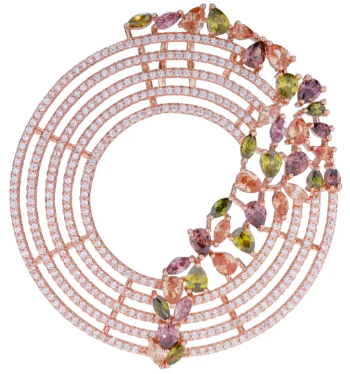 Rose Gold or Rhodium Plated Sterling Silver Colorful Sprinkled CZ Necklace Vintage Item