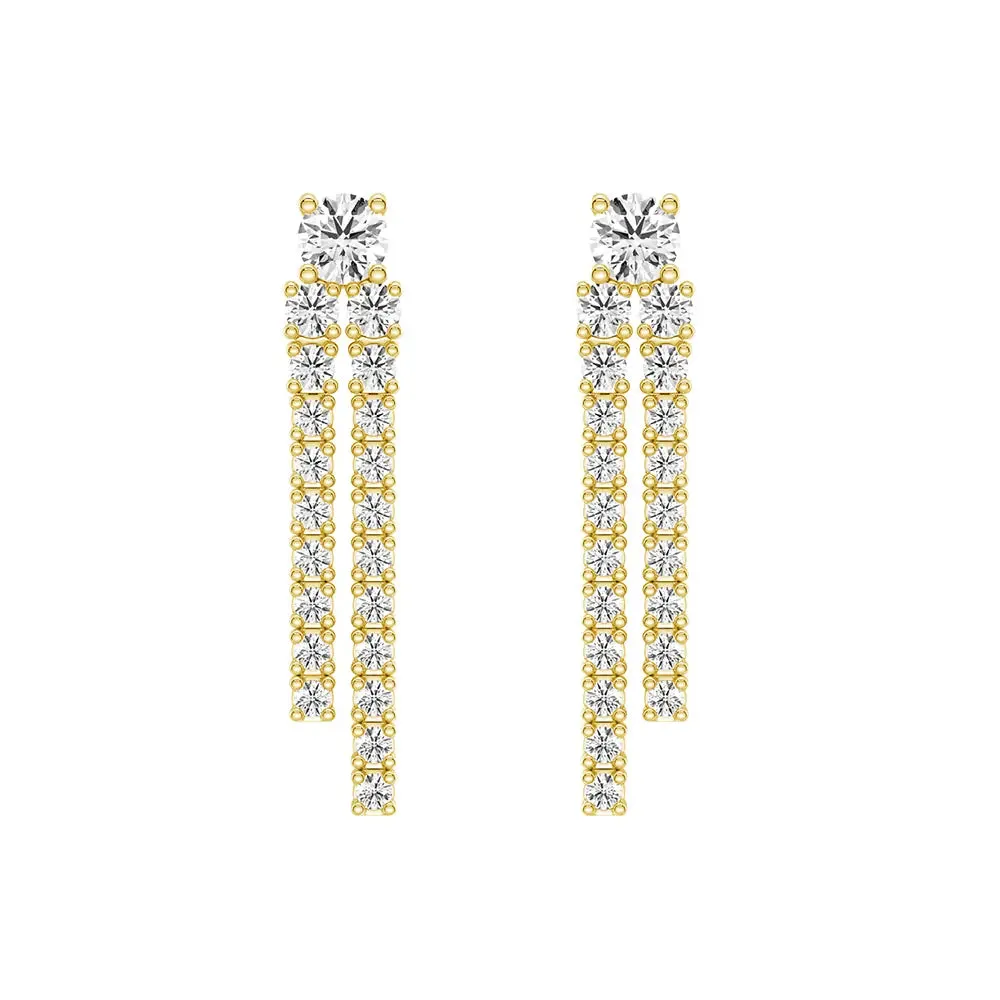 Dynamic Stud Earrings with Tremble Diamond Fringe Drops Unique Accessories Layered Touch