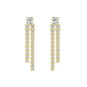Dynamic Stud Earrings with Tremble Diamond Fringe Drops Unique Accessories Layered Touch