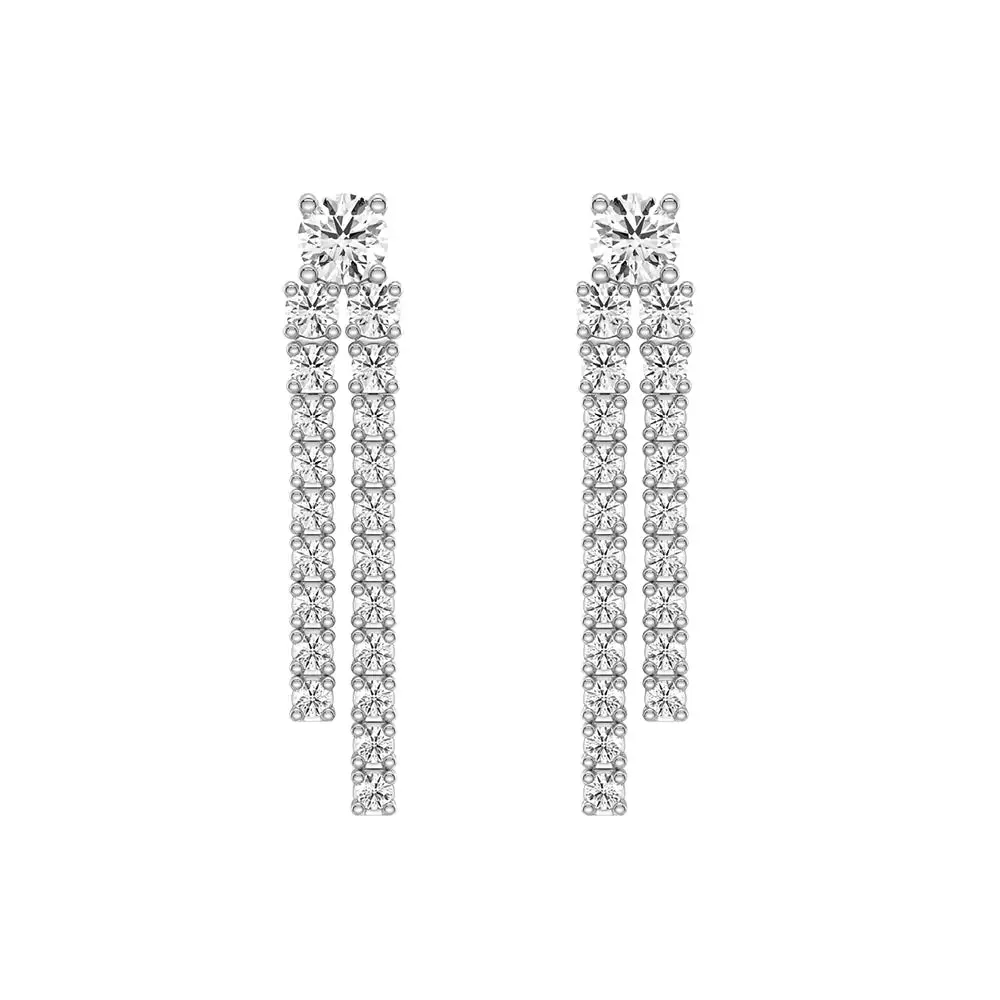 Dynamic Stud Earrings with Tremble Diamond Fringe Drops Bold Appeal night look