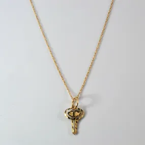 Double Heart Gold Key Necklace | 17" | Luxe Look Charming Gifts