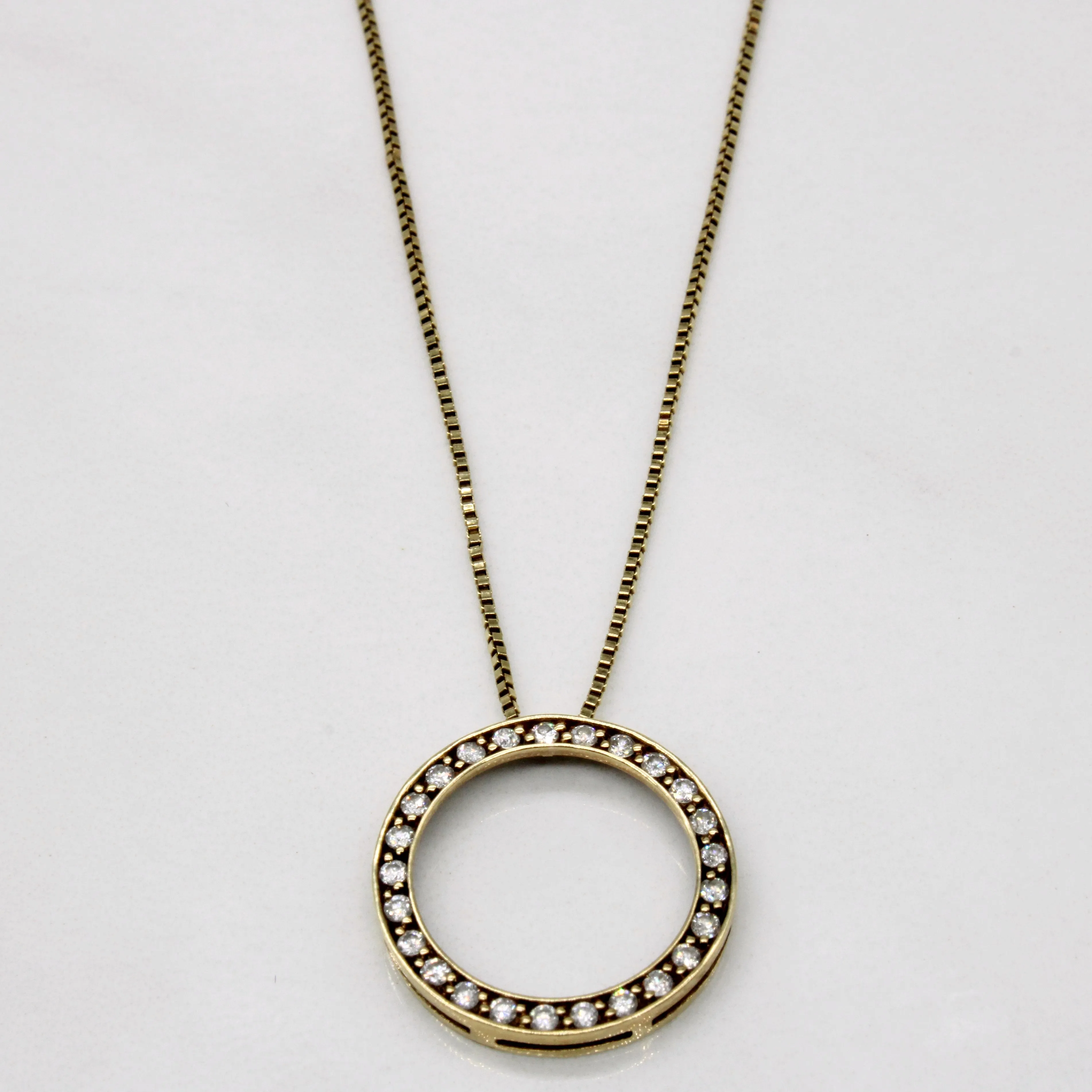 Diamond Circle Pendant & Necklace | 0.26ctw | 20" | Romantic Fashion