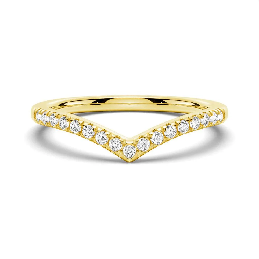 Curved V Moissanite Pave Wedding Band Vogue Piece